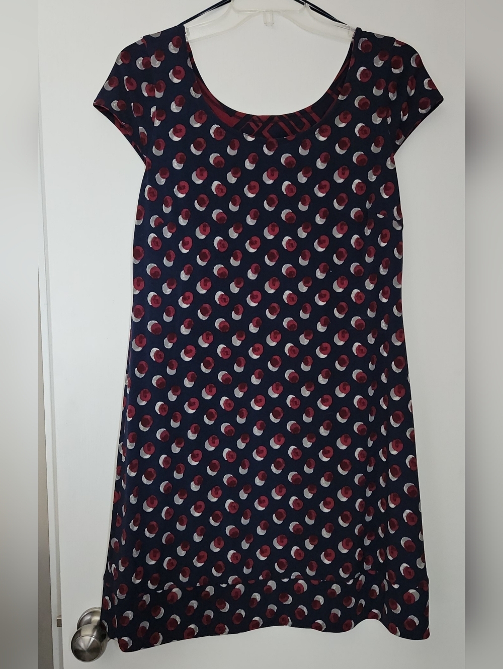 REVERSABLE Beauport Navy Cap Sleeve Dress, Wine/Grey Dot & Wine Navy Mod, 16
